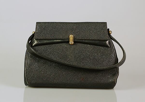 Afternoon bag, Straw, leather, metal, French 