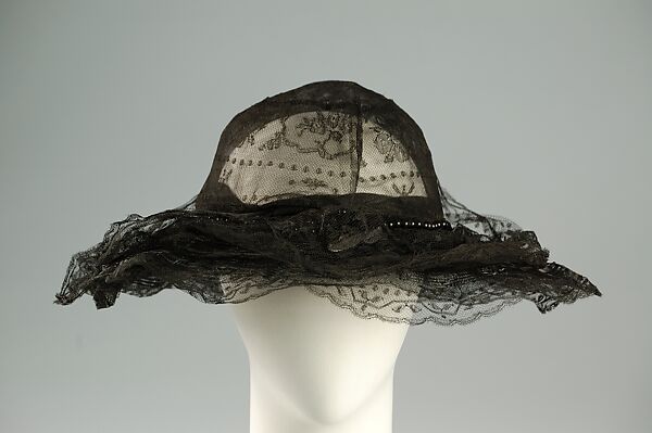 Evening hat, Thurn (American), Silk, beads, horsehair, straw, American 