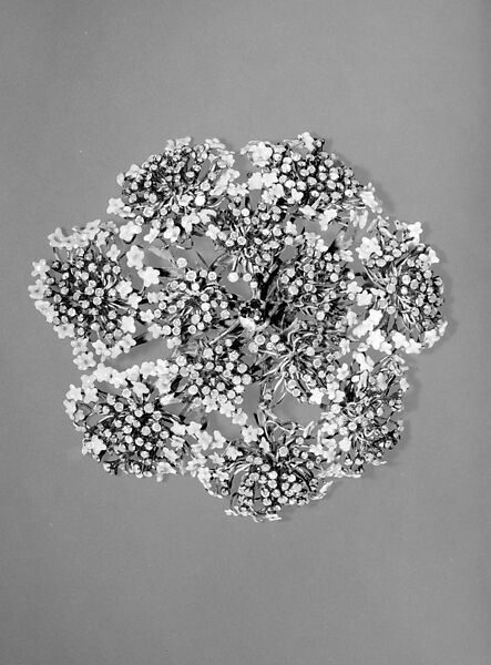 Queen Anne's Lace Hair Ornament, Designed by Louis C. Tiffany (American, New York 1848–1933 New York), Silver, copper, opals, demantoid garnets, garnets, and enamel, American