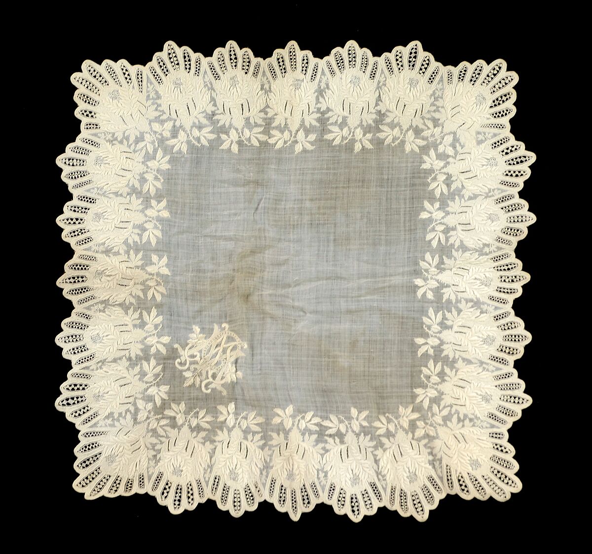 Handkerchief, Cotton, possibly Swiss 