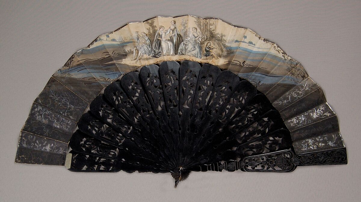 Fan, Wood, paper, metal, possibly Spanish