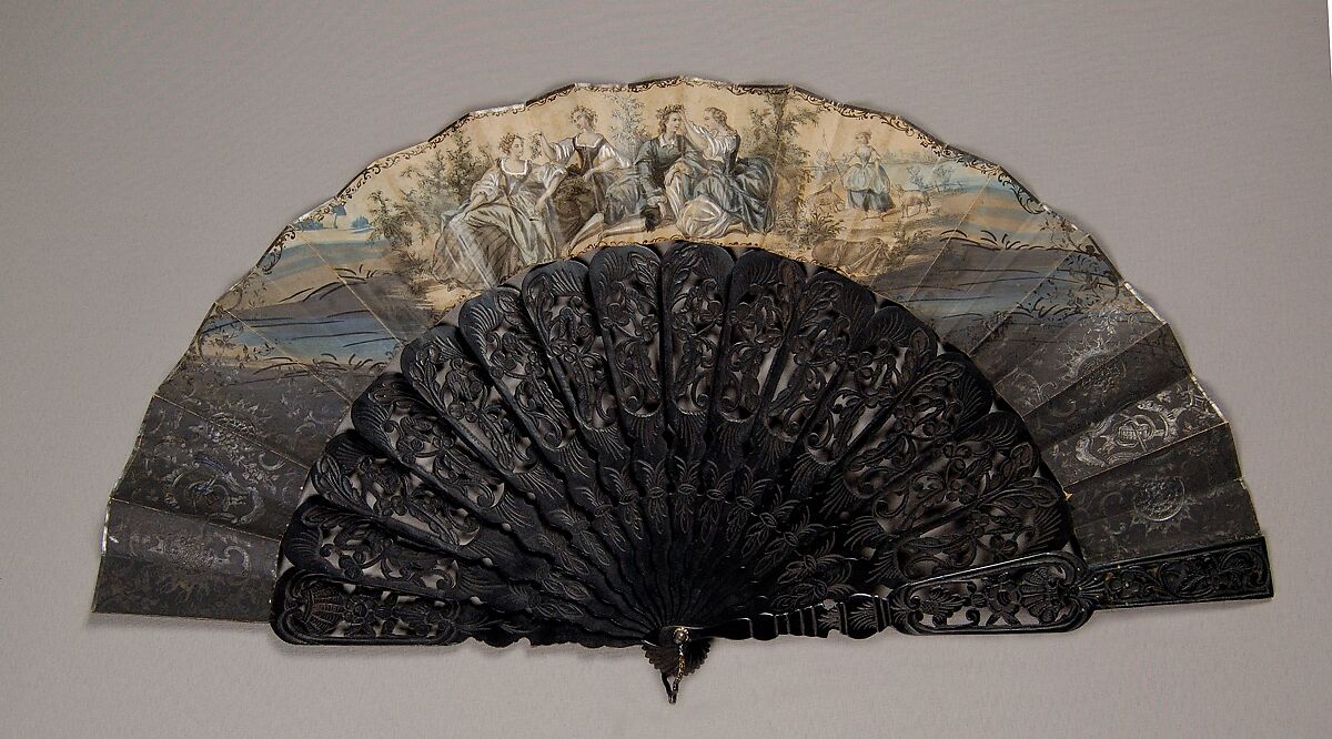 Fan, Wood, paper, metal, possibly Spanish 
