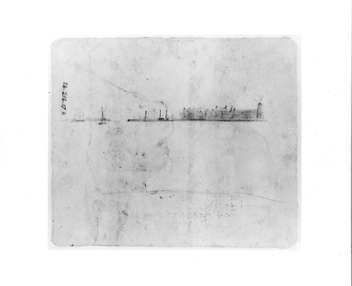 Pier with Boats (from McGuire Scrapbook), Shepard Alonzo Mount (1804–1868), Graphite on off-white heavy-weight wove paper, American 