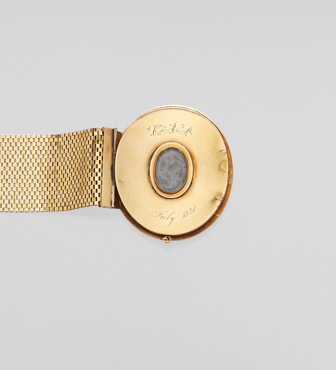 Pair of Bracelets, Painted by John Carlin (American, Philadelphia, Pennsylvania 1813–1891 New York), Gold, watercolor on ivory, hair, American