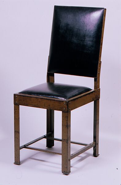 Side Chair, Designed by Frank Lloyd Wright (American, Richland Center, Wisconsin 1867–1959 Phoenix, Arizona), Steel, wood, American 