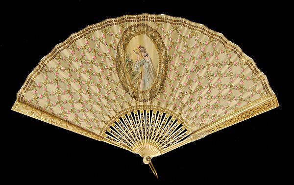Fan, Tiffany &amp; Co. (1837–present), Ivory, silk, sequins, metal, French 