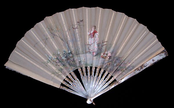 Fan, Tiffany &amp; Co. (1837–present), Mother-of-pearl, silk, metal, paper, probably French