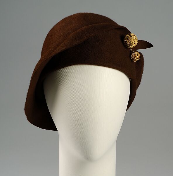 Cloche, Grace M. Cunningham, Wool, metal, American 