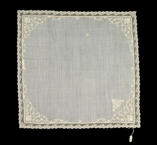 Handkerchief, Linen, probably French 