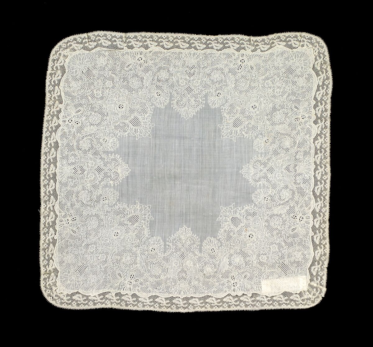 Handkerchief, Cotton, probably French 