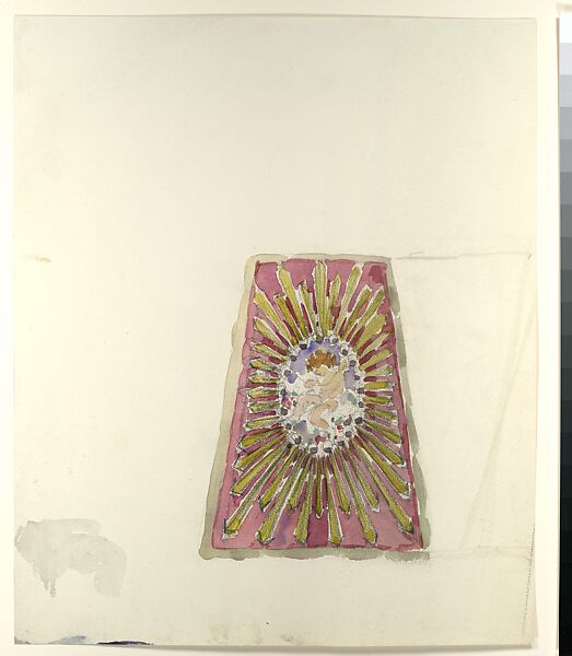Lamp shade pattern, Louis C. Tiffany (American, New York 1848–1933 New York), Watercolor and graphite on off-white wove paper, American 