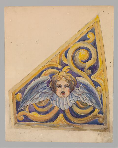 Design for trapezoidal panel, Louis C. Tiffany (American, New York 1848–1933 New York), Watercolor, gouache and graphite on paper mounted on board, American 