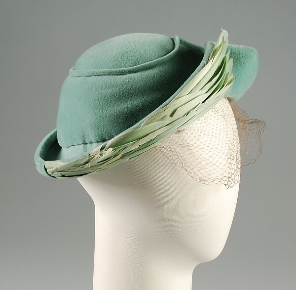 Hat, Miss Sally Milgrim (American, New York 1898–1994 Miami, Florida), Cotton, feather, American