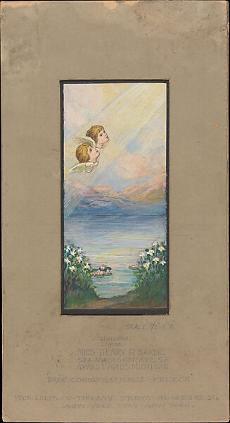 Design for window, Louis C. Tiffany (American, New York 1848–1933 New York), Watercolor and gouache on paper mounted on board in original matt, American 
