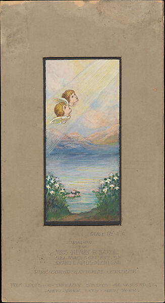 Design for window, Louis C. Tiffany (American, New York 1848–1933 New York), Watercolor and gouache on paper mounted on board in original matt, American