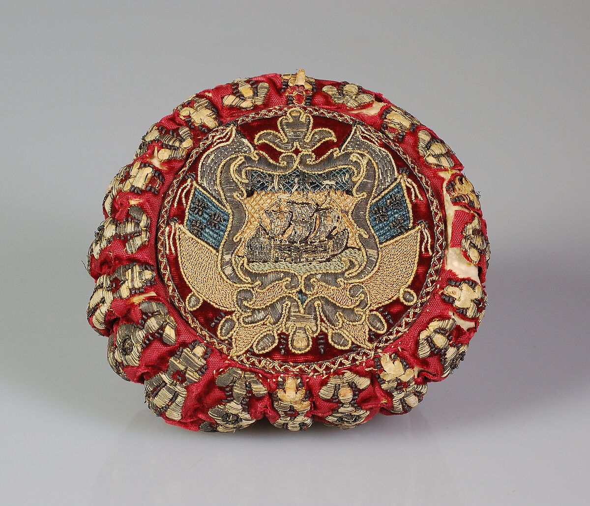 Gaming purse, Silk, leather, metallic, French