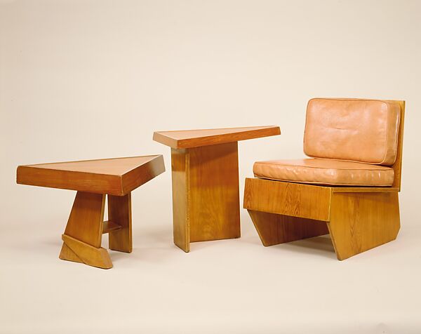 Side Chair, Frank Lloyd Wright (American, Richland Center, Wisconsin 1867–1959 Phoenix, Arizona), Chestnut plycore, cyprus veneer, American 