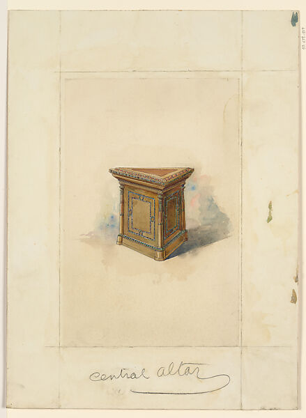 "Central Altar for Scottish Rite of New York," New York, Louis C. Tiffany (American, New York 1848–1933 New York), Watercolor, glaze, and graphite on paper mounted on paperboard, American