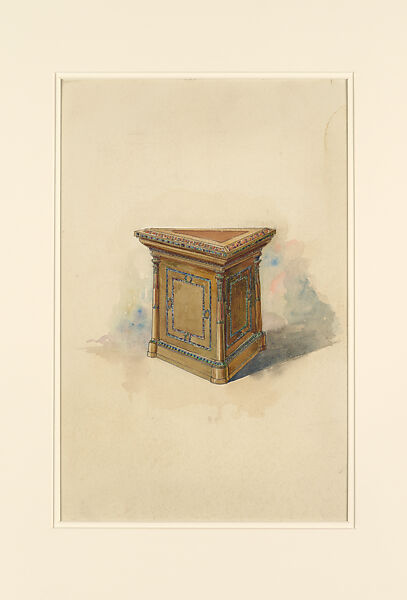 Design for the Central Altar for Scottish Rite, N.Y., Louis C. Tiffany (American, New York 1848–1933 New York), Watercolor, glaze medium, and graphite on artist board, American 