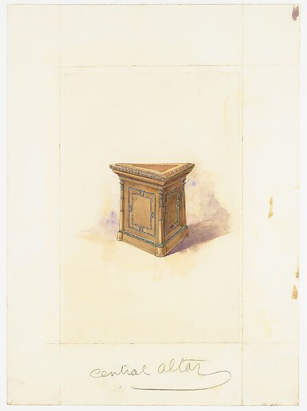 "Central Altar for Scottish Rite of New York," New York, Louis C. Tiffany (American, New York 1848–1933 New York), Watercolor, glaze, and graphite on paper mounted on paperboard, American