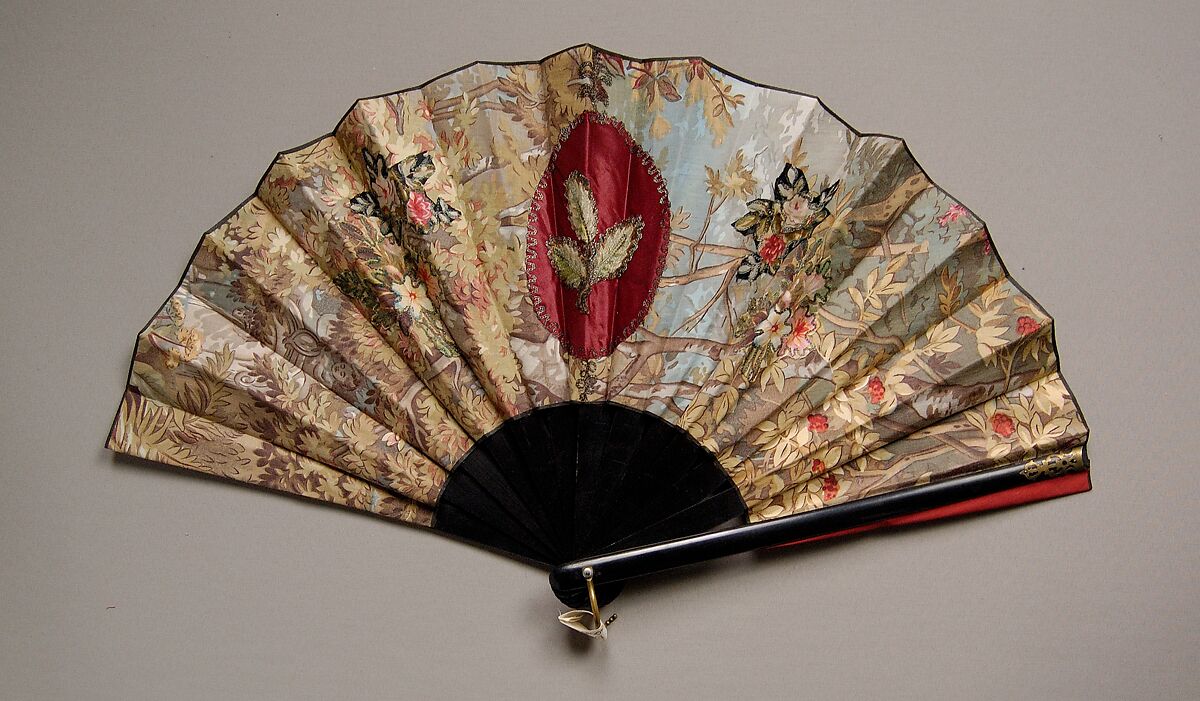 Fan, Wood, cotton, silk, metal, metallic, American 