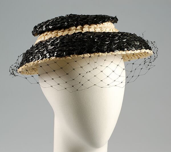 Hat, Caroline Reboux (French, active 1870–1956), Straw, silk, French 