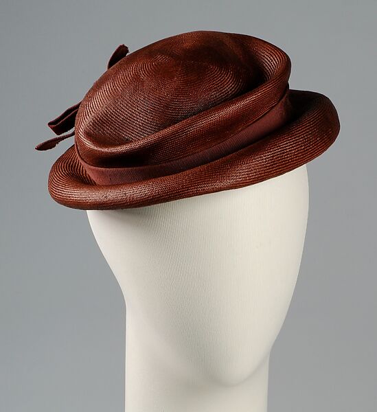 Hat, Caroline Reboux (French, active 1870–1956), Straw, silk, French 