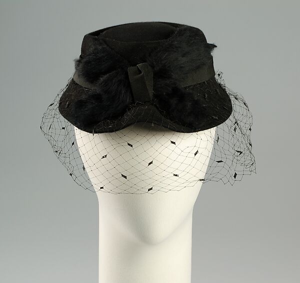 Hat, Caroline Reboux (French, active 1870–1956), Wool, hair, silk, French 