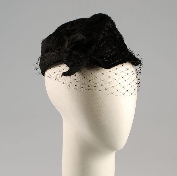 Toque, Caroline Reboux (French, active 1870–1956), Wool, hair, French