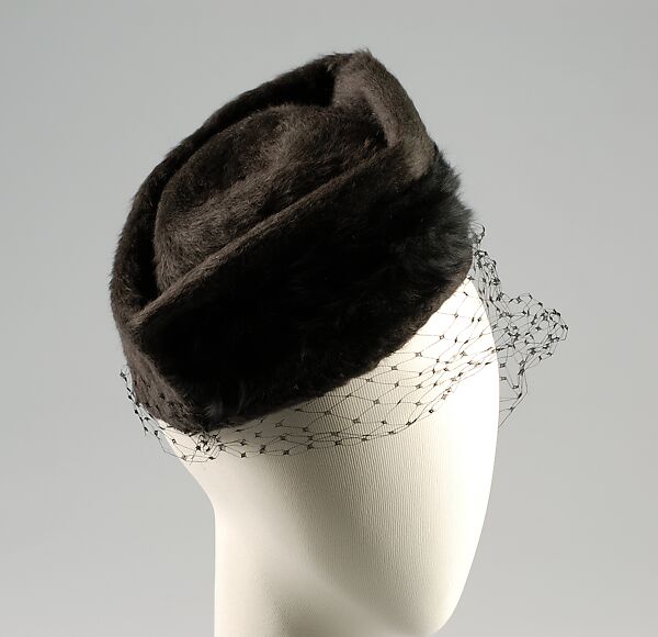 Toque, Caroline Reboux (French, active 1870–1956), Wool, hair, French 