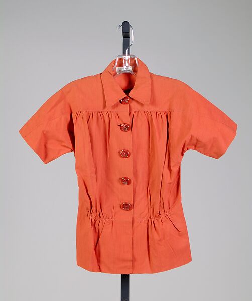 Blouse, Schiaparelli (French, founded 1927), Cotton, ceramic, French 