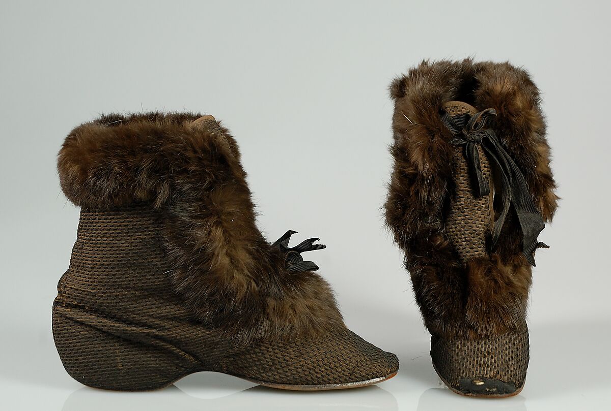Carriage boots, Silk, fur, French 