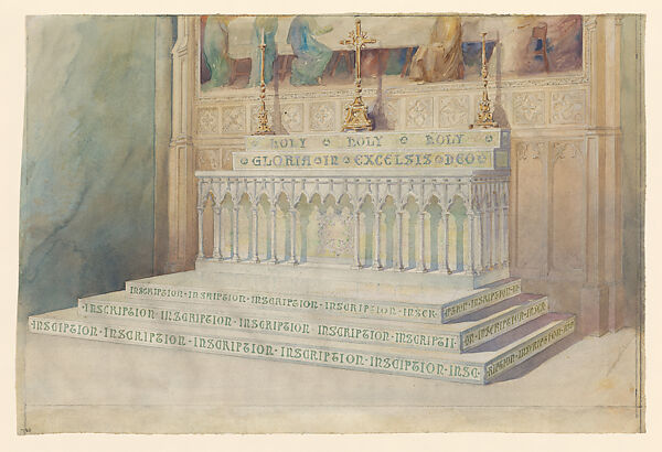 Design for Altar, Christ Episcopal Church, Rochester, New York, Louis C. Tiffany (American, New York 1848–1933 New York), Watercolor and graphite on paper, American