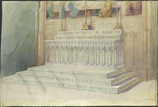 Design for an alter for Christ Church, Rochester, New York, Louis C. Tiffany (American, New York 1848–1933 New York), Watercolor and graphite on white wove paper, American 