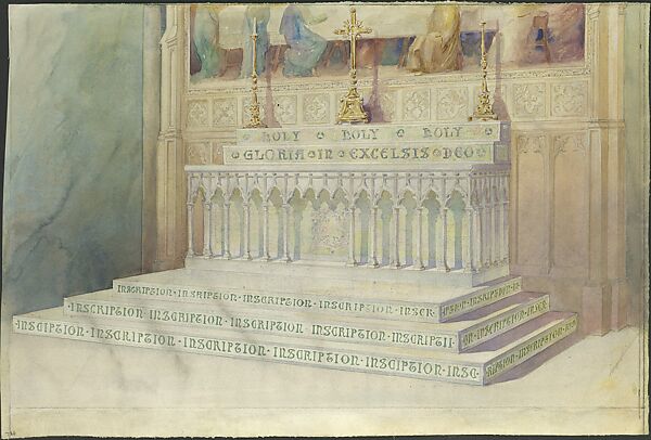 Design for an Altar, Louis C. Tiffany (American, New York 1848–1933 New York), Watercolor and graphite on white wove paper, American 