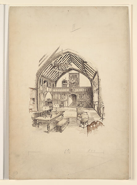 Design for an Interior, Louis C. Tiffany (American, New York 1848–1933 New York), Watercolor, pen and brown ink on artist board, American 