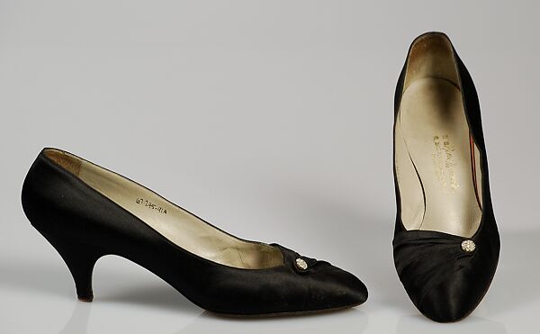 Evening pumps, René Mancini (French, founded 1936), Silk, rhinestones, French 