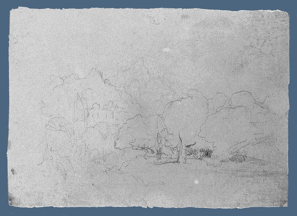 Landscape (from Cropsey Album), Jasper Francis Cropsey (American, Rossville, New York 1823–1900 Hastings-on-Hudson, New York), Graphite on dark buff-colored wove paper, American