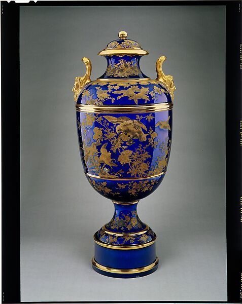Covered Vase on Plinth, Japanese Decorator, Earthenware, American