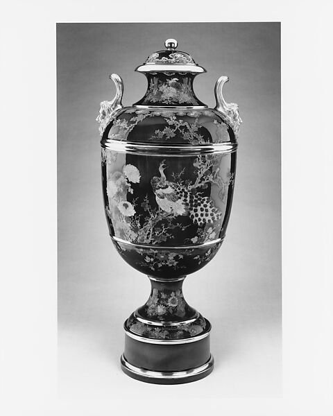 Covered Vase on Plinth, Japanese Decorator, Earthenware, American