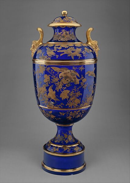 Covered Vase on Plinth, Japanese Decorator, Earthenware, American
