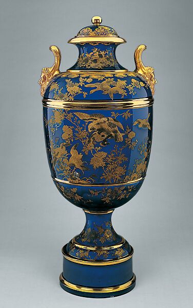 Covered Vase on Plinth, Japanese Decorator, Earthenware, American