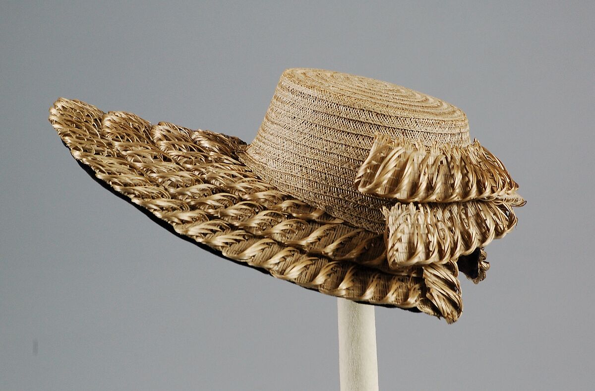 Bonnet, Straw, silk, American 