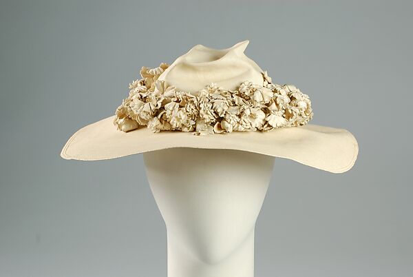 Hat, Rose Valois (French), Straw, leather, French 