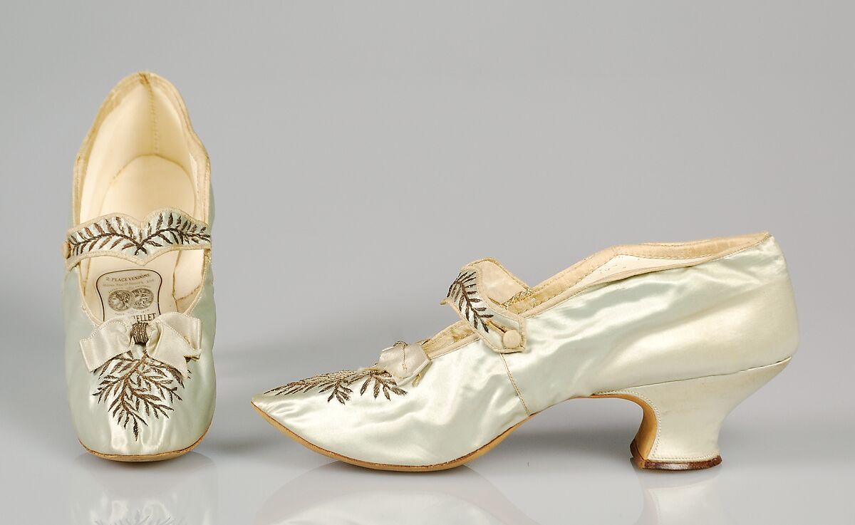 Evening shoes, L. Perchellet (French), Silk, French 