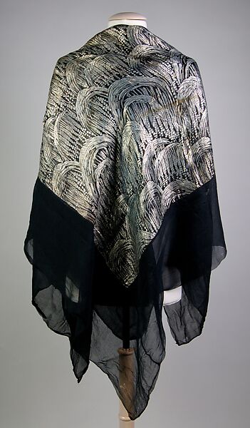 Evening shawl, Silk, metallic, American