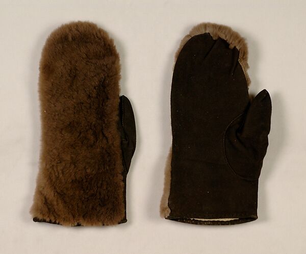 Mittens, G. Fox &amp; Company (American, Hartford, Connecticut 1847–1993), Fur, leather, American 