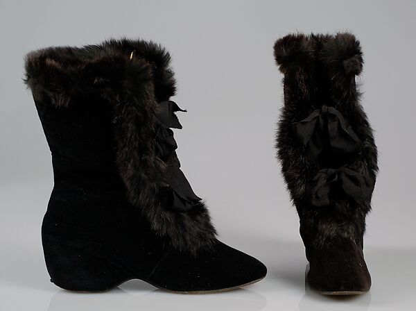 Carriage boots, Silk, fur, American 