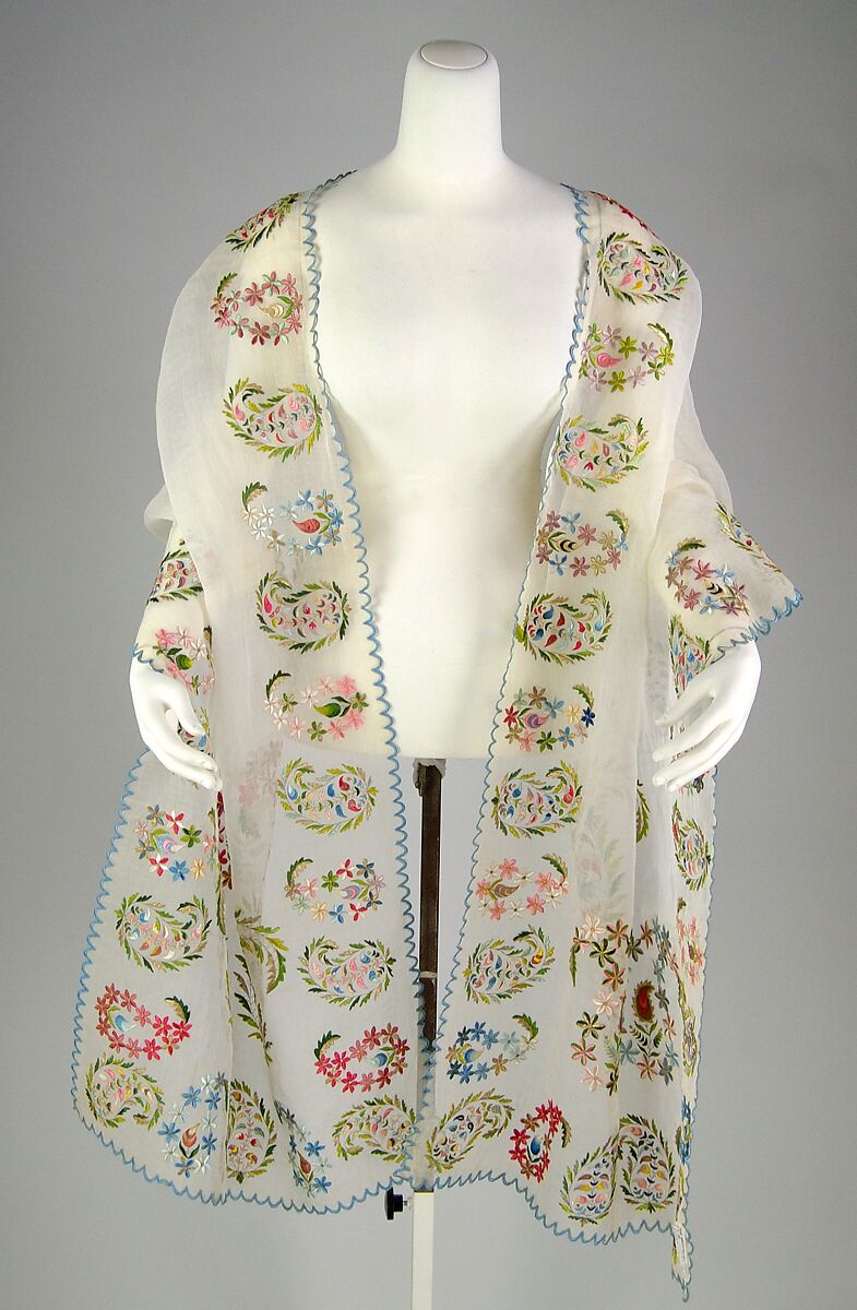 Stole, Cotton, silk, metallic, probably Chinese 