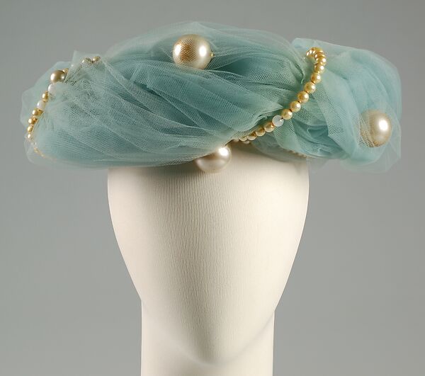 Evening hat, Attributed to Rose Valois (French), nylon, glass, plastic, French 